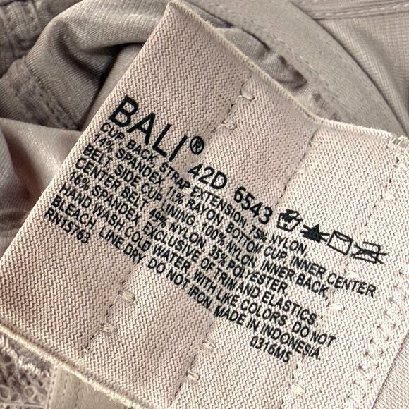 BALI Lace Desire Underwire Wide Strap Semi Sheer Bra Womens 42D Lavender Gray - Picture 4 of 4